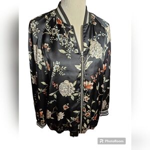 H&M jacket in floral satin with zip down womens zip 12.